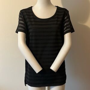 eci New York Black Black Short Sleeves Blouse Size L